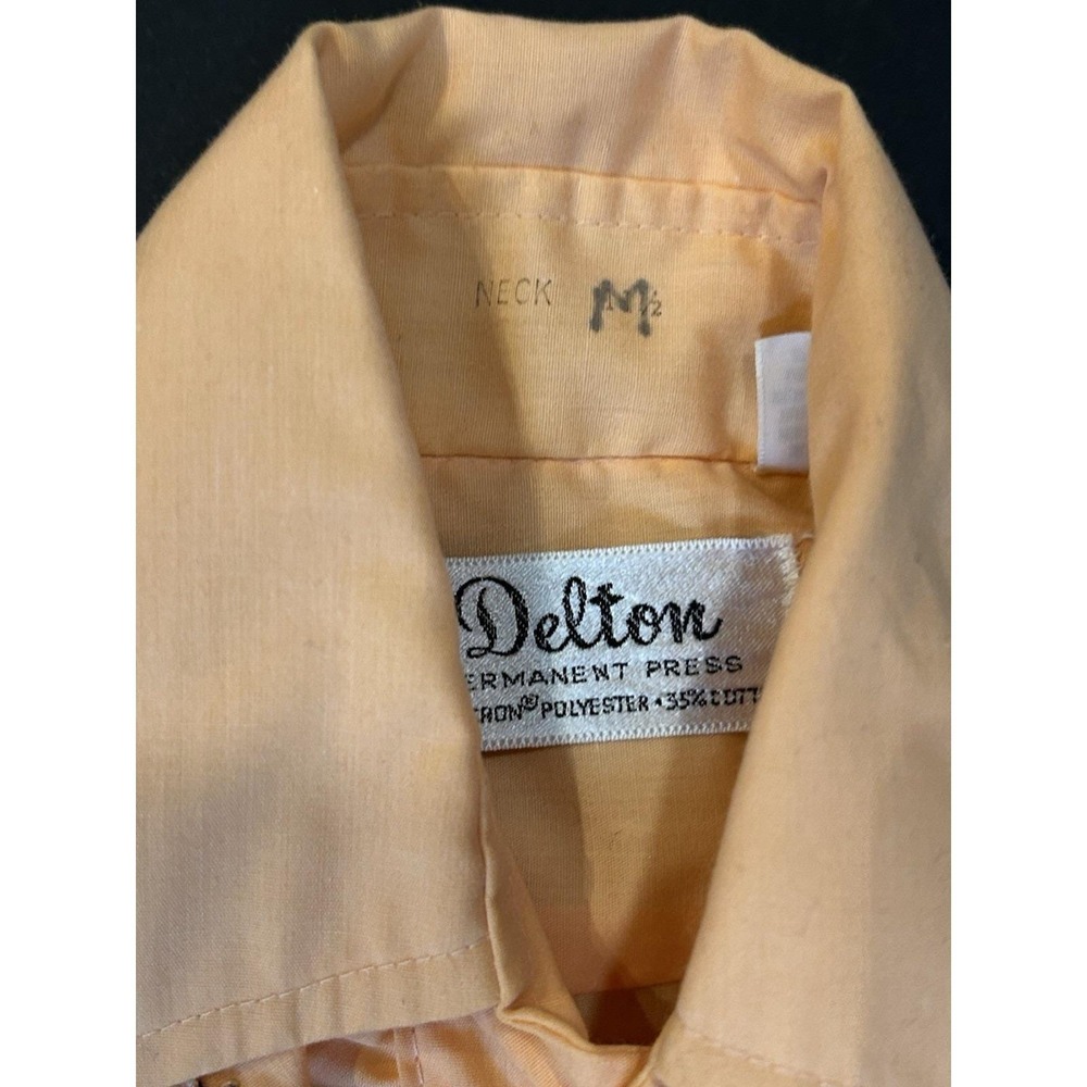 Rare Vtg  70s DELTON Peach Tux Tuxedo Formal Wear Boys Ruffle Ruffled SHIRT Sz M - Picture 4 of 5
